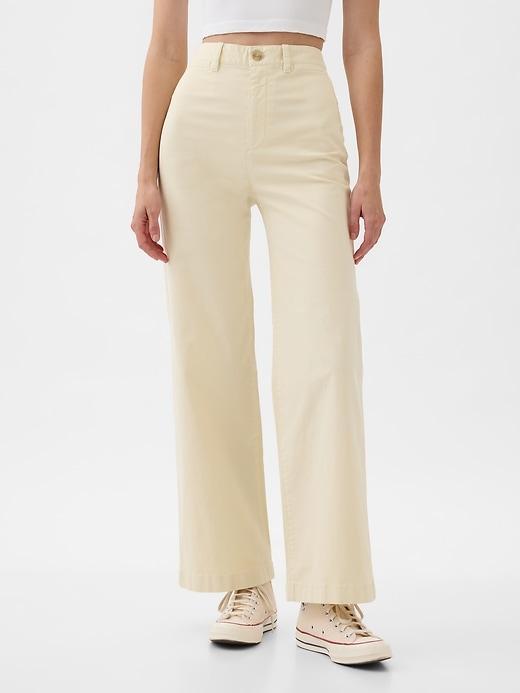 High Stride Wide-Leg Ankle Khakis Product Image