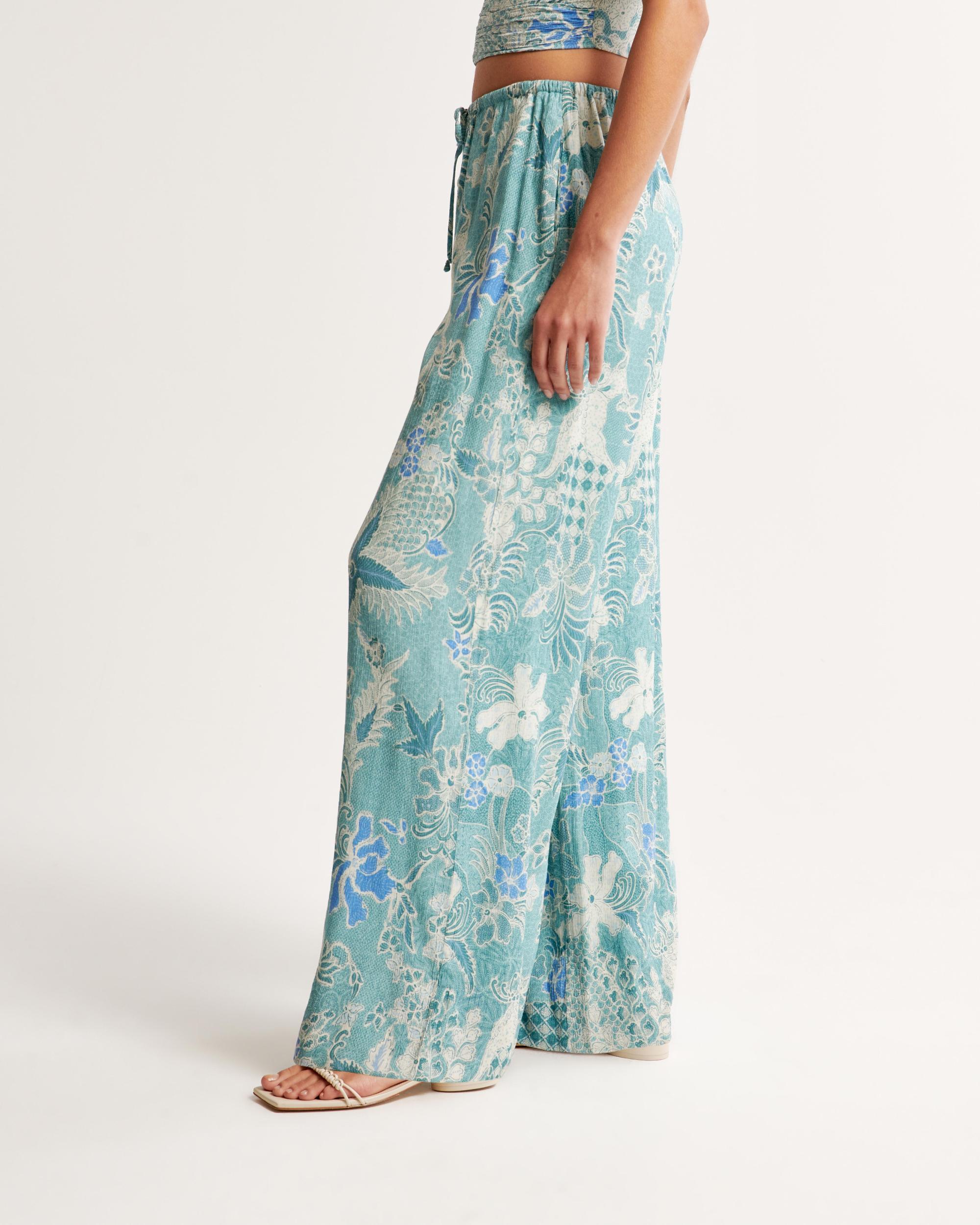 Crinkle Textured Pull-On Palazzo Pant Product Image