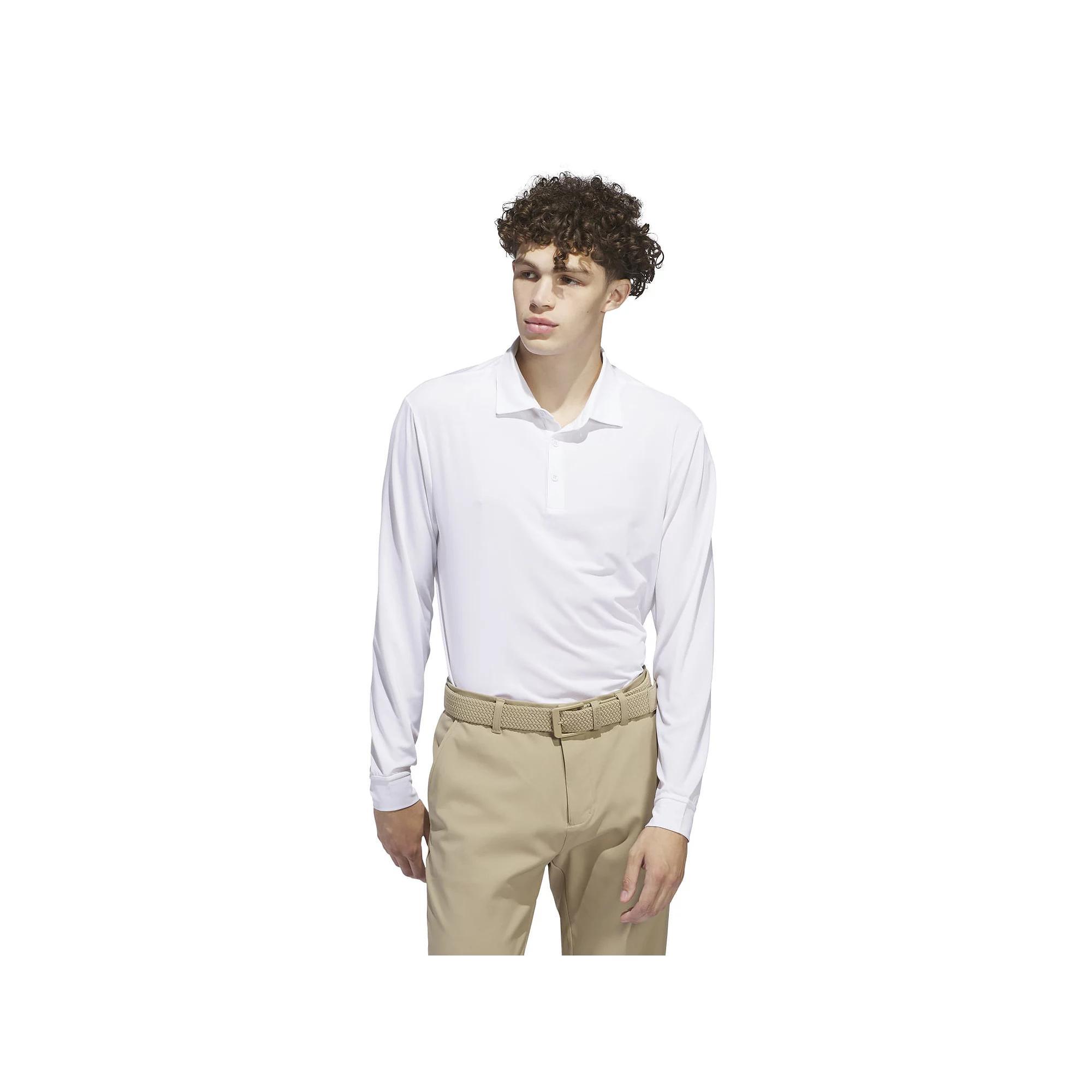 Men's adidas Long Sleeve Polo Shirt, Size: XXL, White Product Image