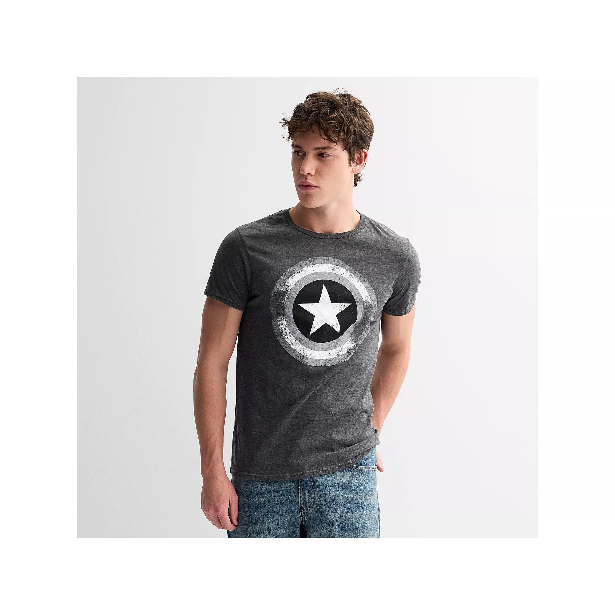 Men's Captain America Shield Tee, Size: XL, Grey Heather Product Image