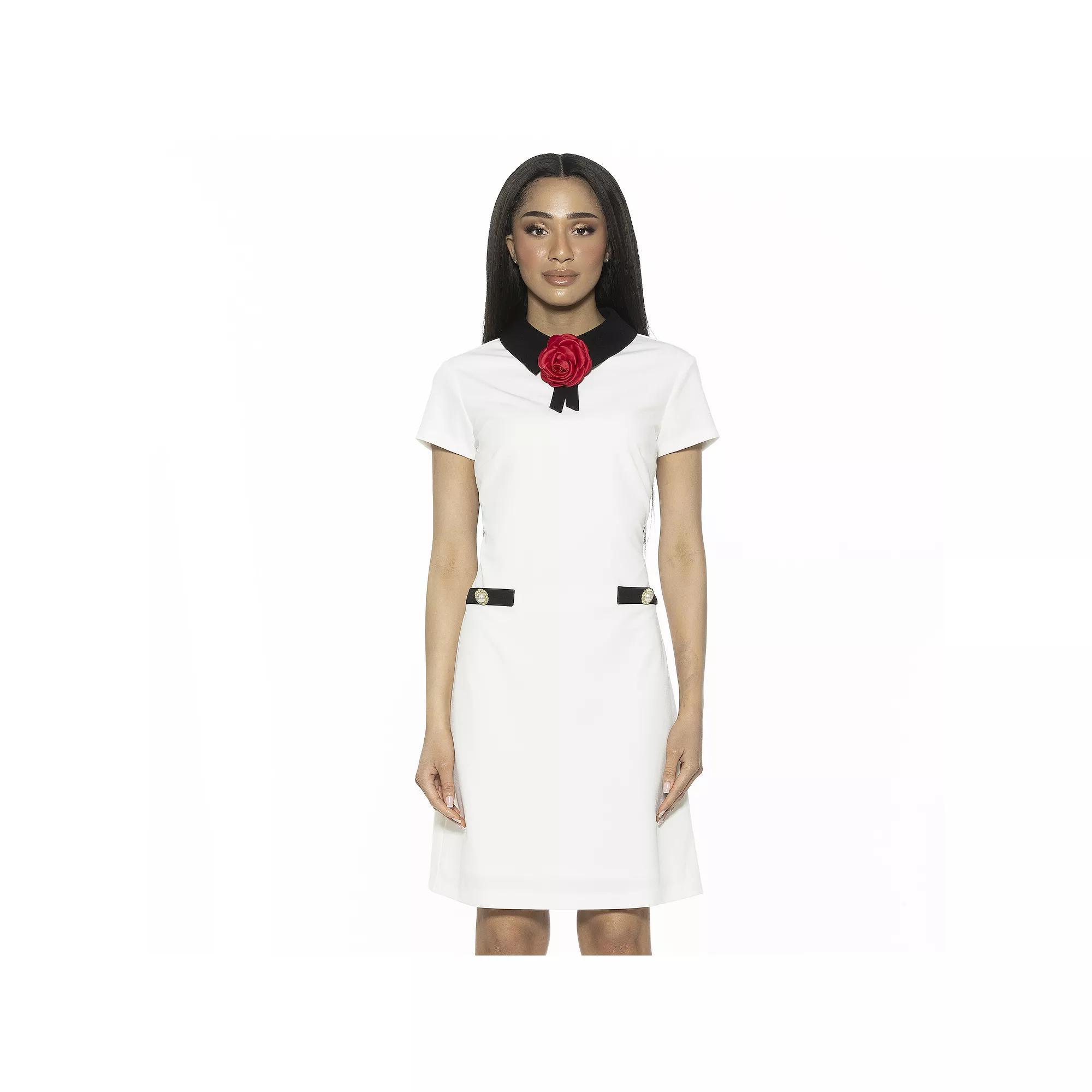 Women's ALEXIA ADMOR Sandra Collared Cap Sleeve Shift Dress, Size: XXL, Ivory Product Image