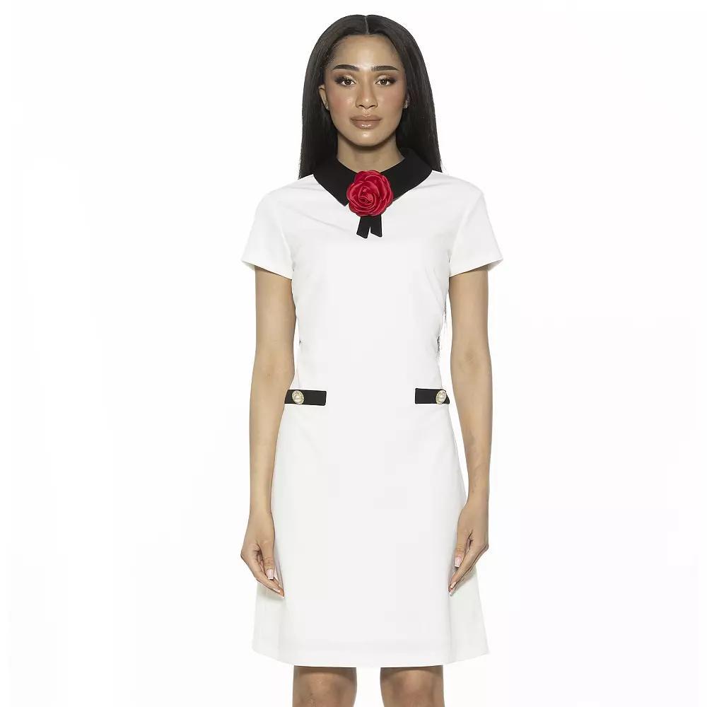 Women's ALEXIA ADMOR Sandra Collared Cap Sleeve Shift Dress, Size: XXL, Ivory Product Image