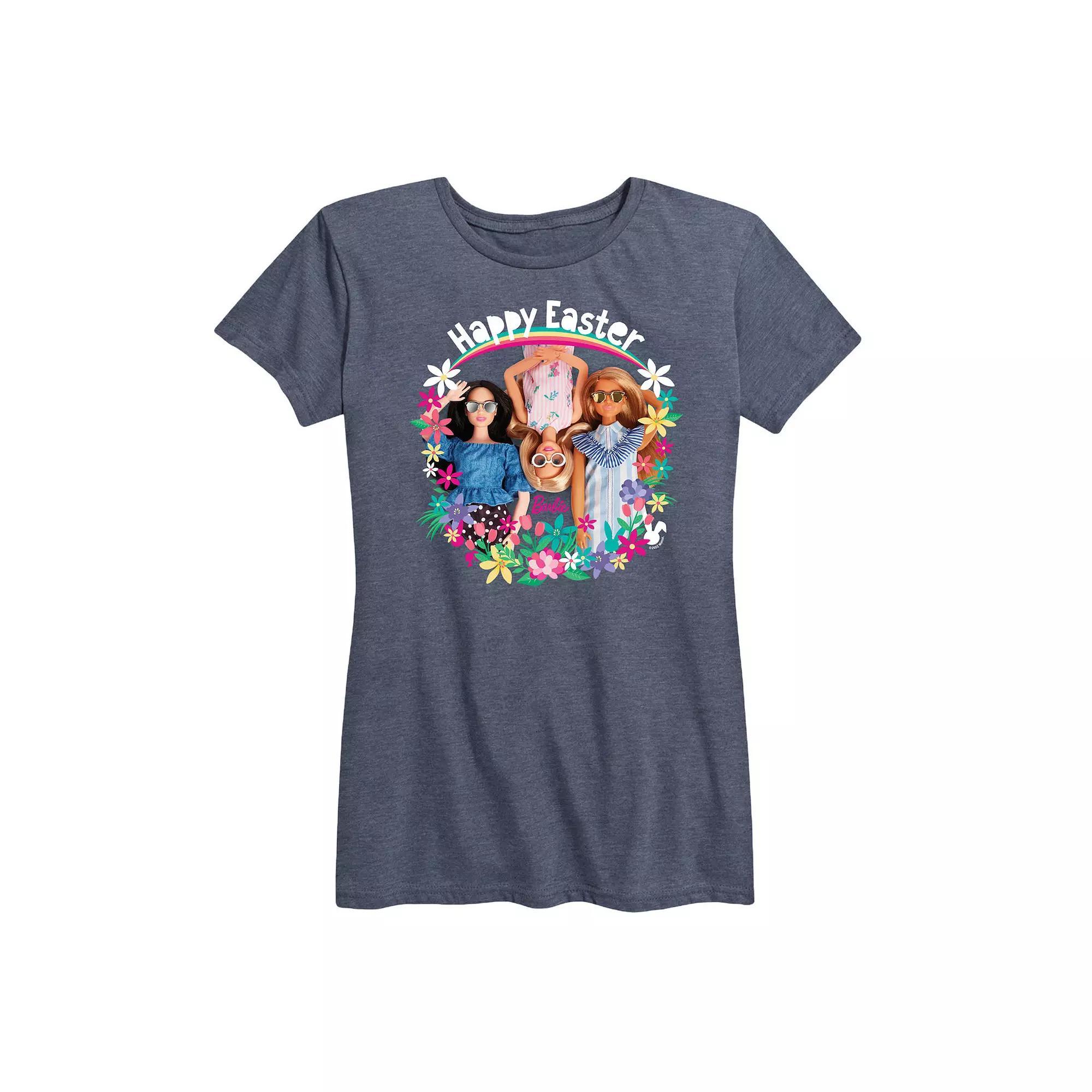 Womens Barbie Happy Easter Graphic Tee Grey Gray Product Image