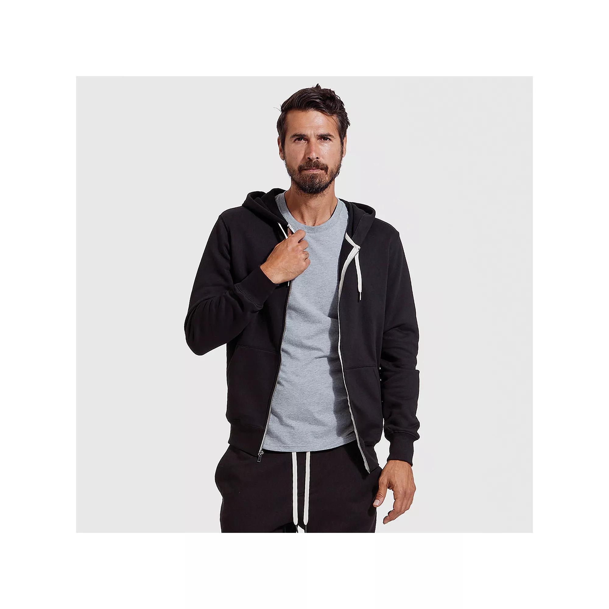 Men's True Classic French Terry Zip-Up Drawstring Hoodie, Size: Small, Black Product Image