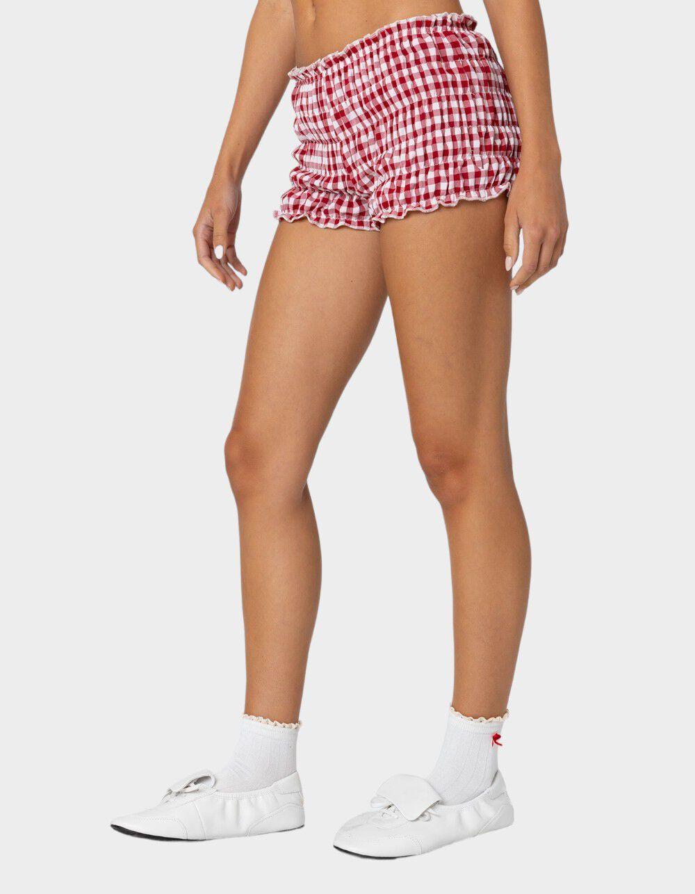 EDIKTED Gingham Scrunch Shorts Product Image