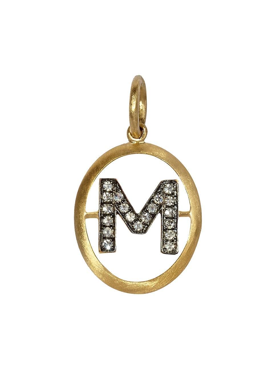 Womens 18K Yellow Gold & 0.07 TCW Diamond Initial Pendant Product Image