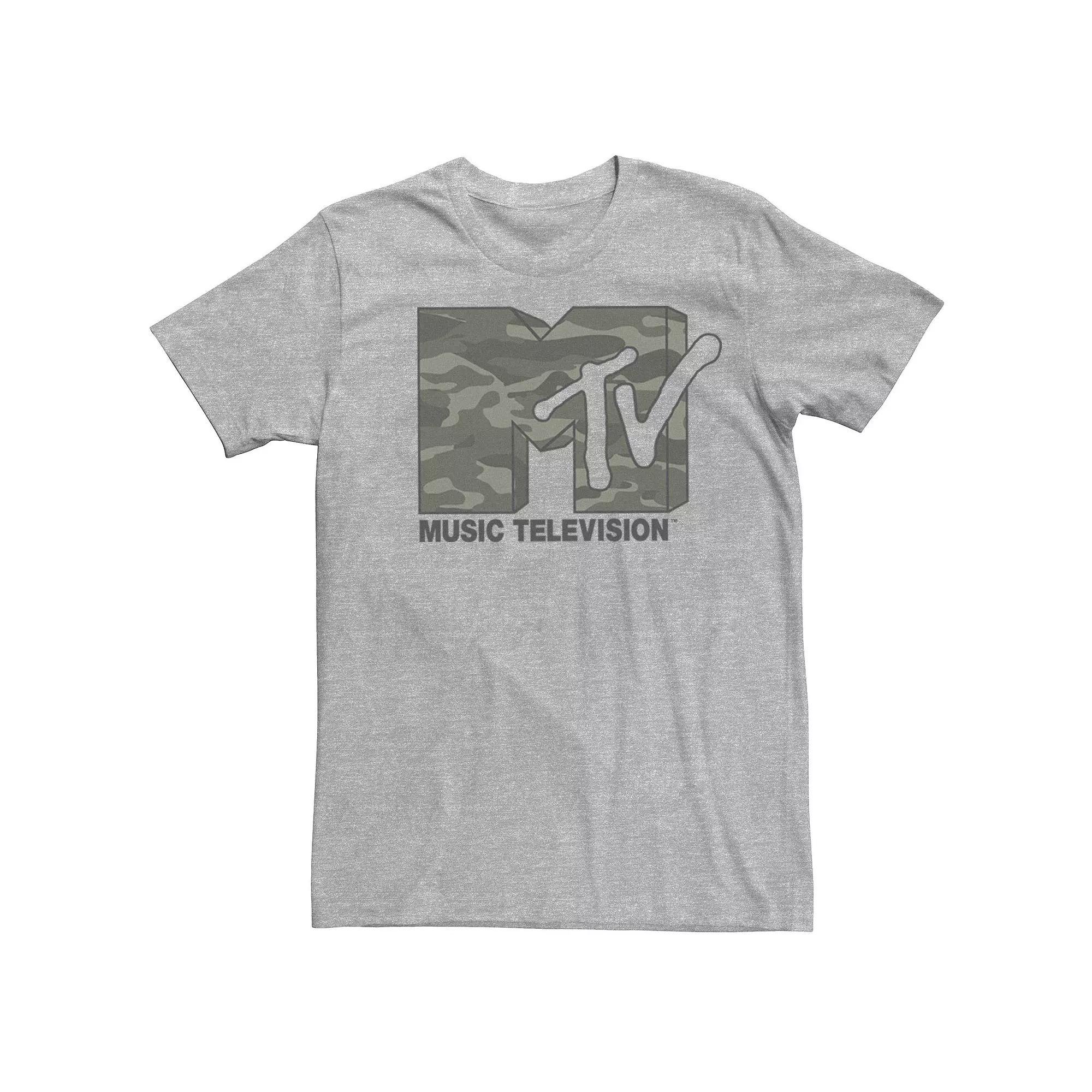 Men's MTV Faded Camouflage Logo Short Sleeve Tee, Size: 3XL, Athletic Grey Product Image