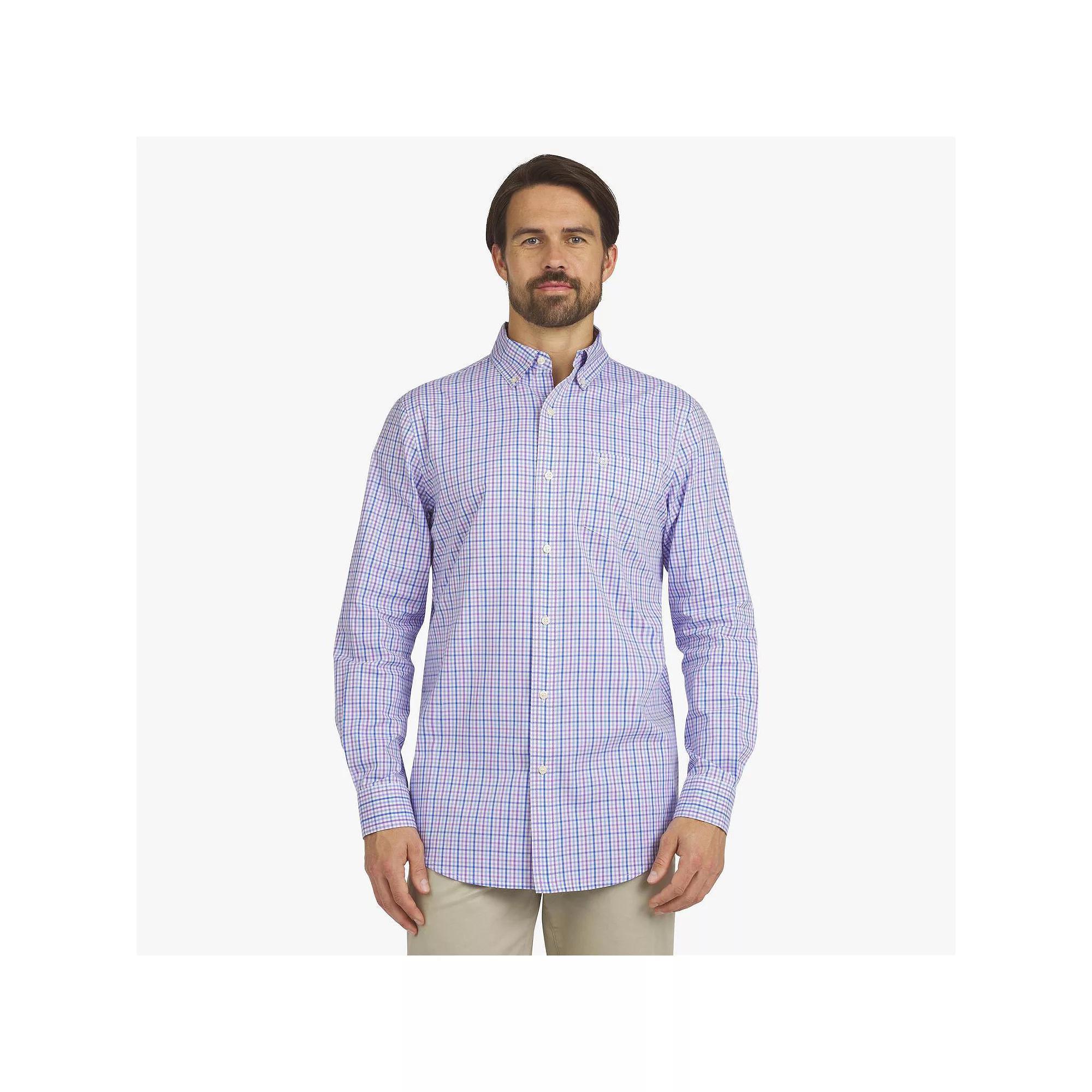 Men's Chaps Woven Long Sleeve Button-Down Shirt, Size: Medium, Pool Blue Product Image