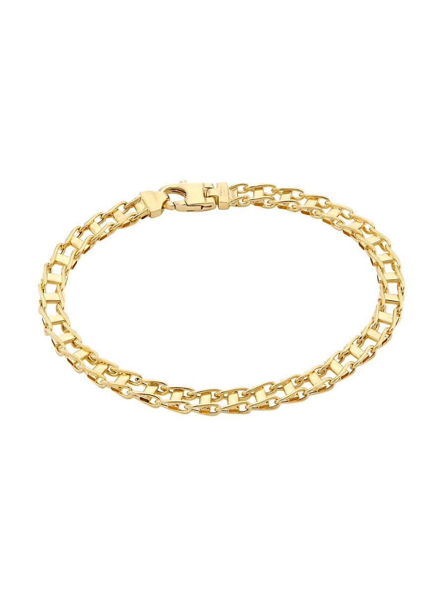 Mens 14K Yellow Gold Railroad-Link Bracelet/8.5 x 5MM Product Image