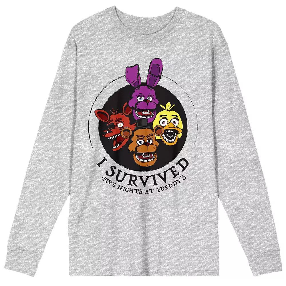 Men's Five Nights at Freddys Long Sleeve Tee, Size: Small, Gray Product Image