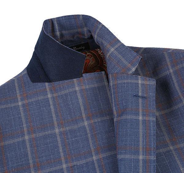 English Laundry 2-Piece Check Wool Linen Blend Slim Fit Suit Product Image