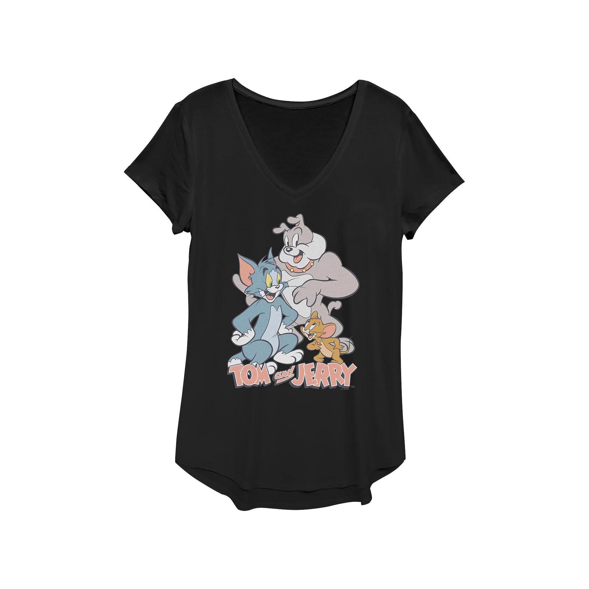 Women's Tom And Jerry Happy Pals Poster Graphic Tee, Size: XS, Black Product Image