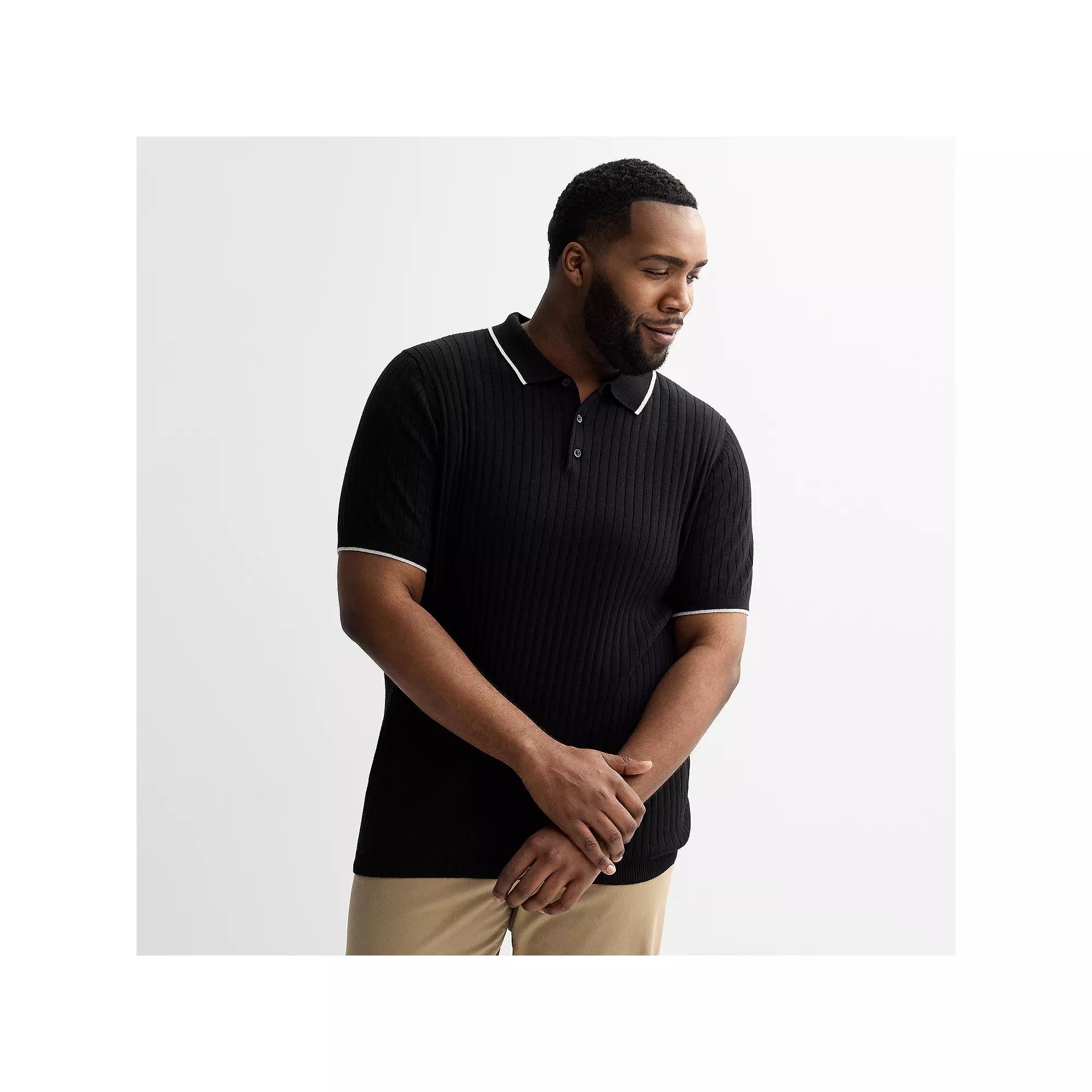 Big & Tall Sonoma Goods For Life® Tipped Sweater Polo, Men's, Size: XXL Tall, Black Product Image