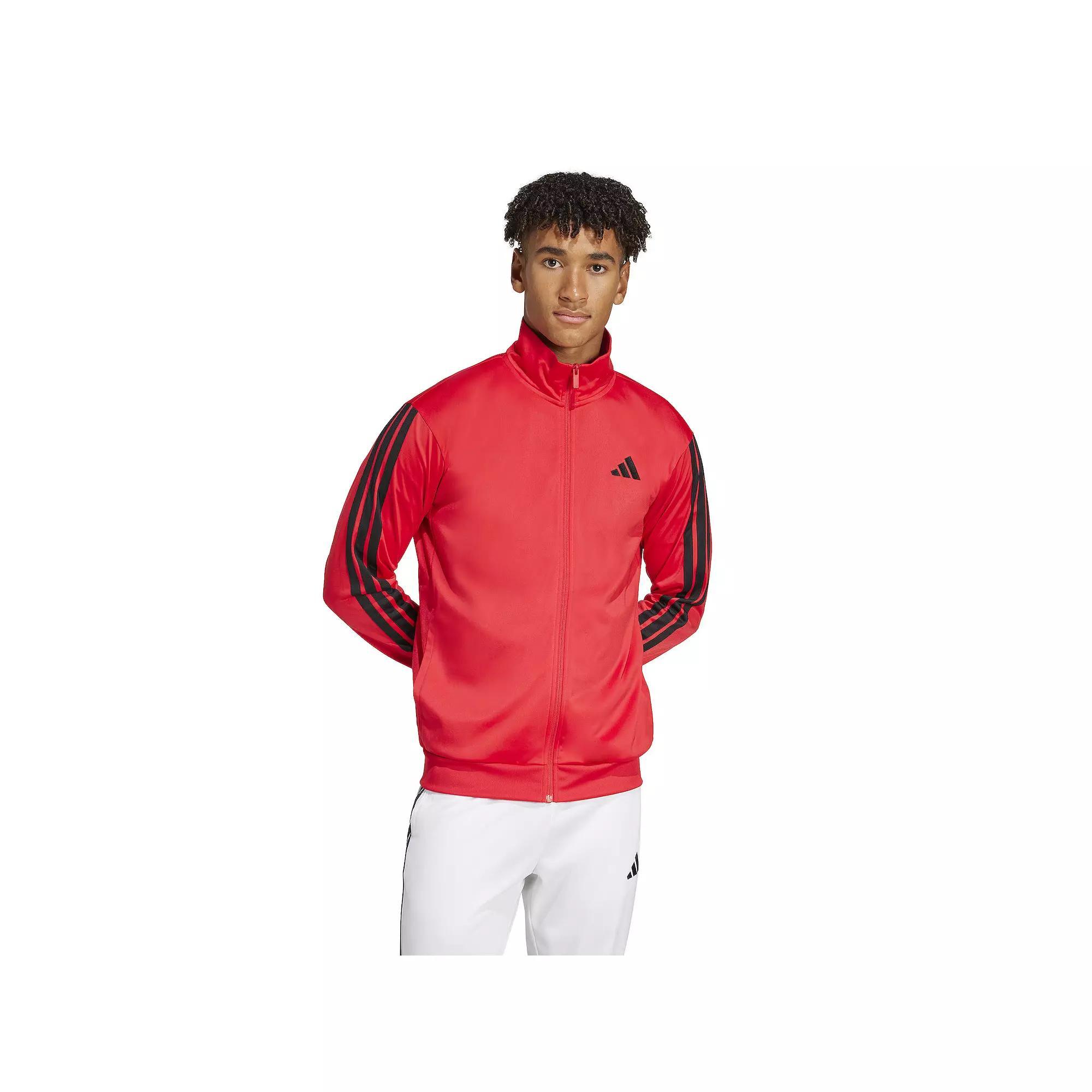 Men's adidas 3-Stripes Tricot Regular Sportswear Track Jacket, Size: XXL, Pure Red Product Image
