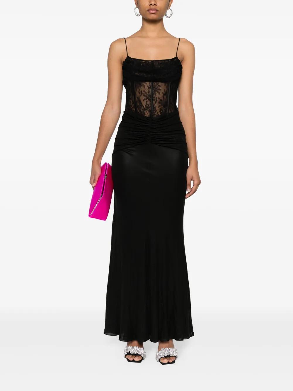 draped lace-panel maxi dress Product Image