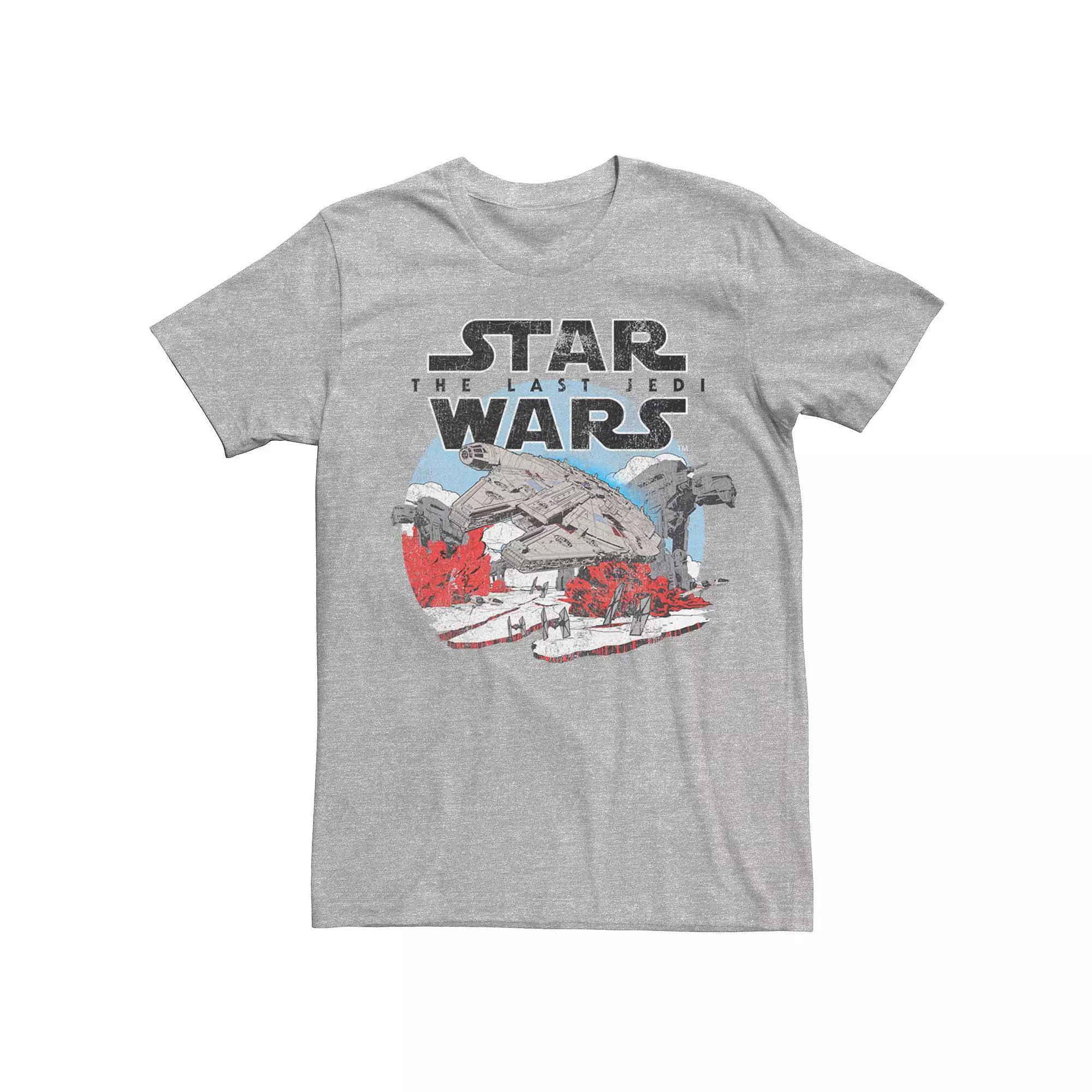 Mens Star Wars The Last Jedi Battle Scene Poster Tee Athletic Grey Product Image