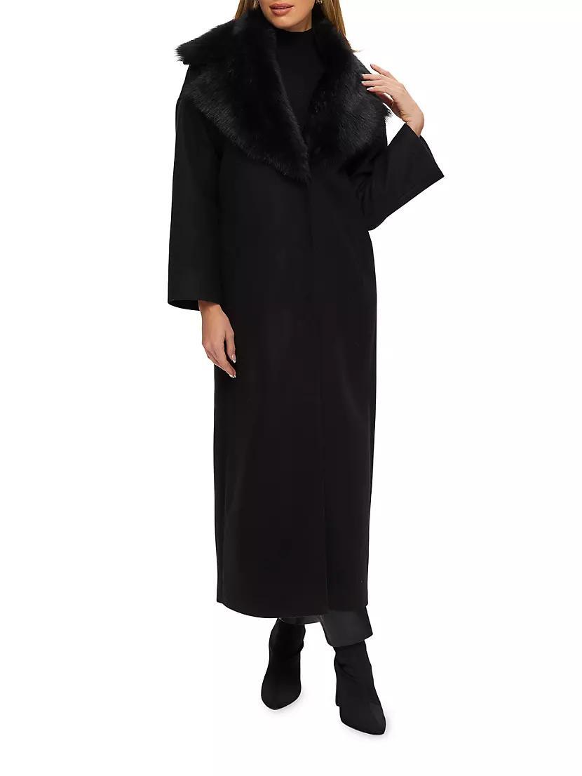 Fabric Coat with Detachable Merino Shearling Lamb Collar Product Image