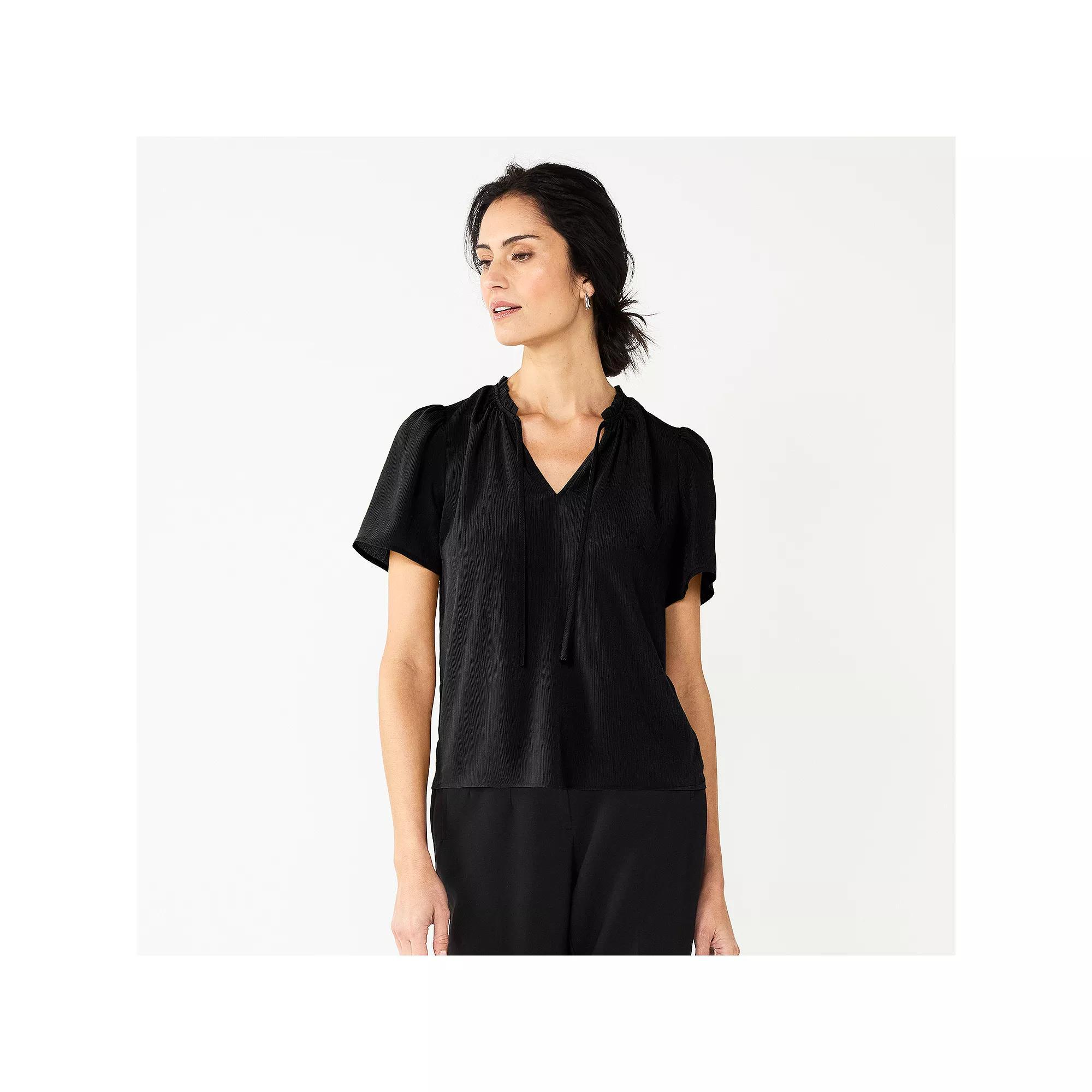 Petite Nine West Tie Front Top, Womens Product Image