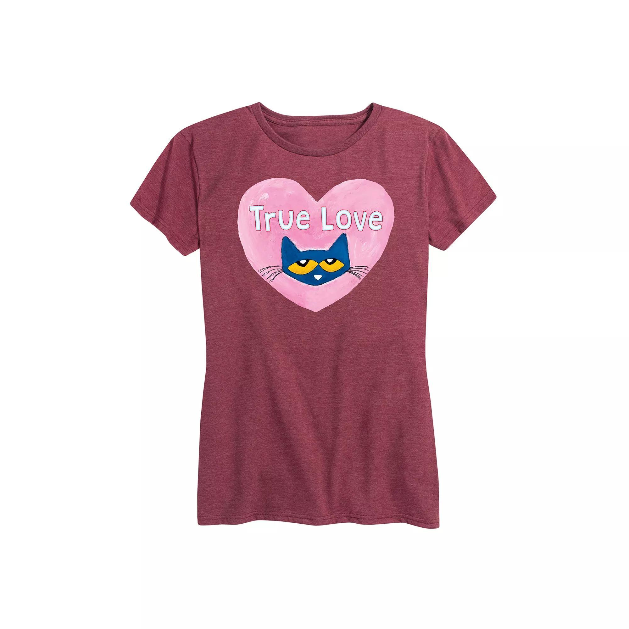 Womens Pete The Cat True Love Graphic Tee Heather Grey Gray Product Image