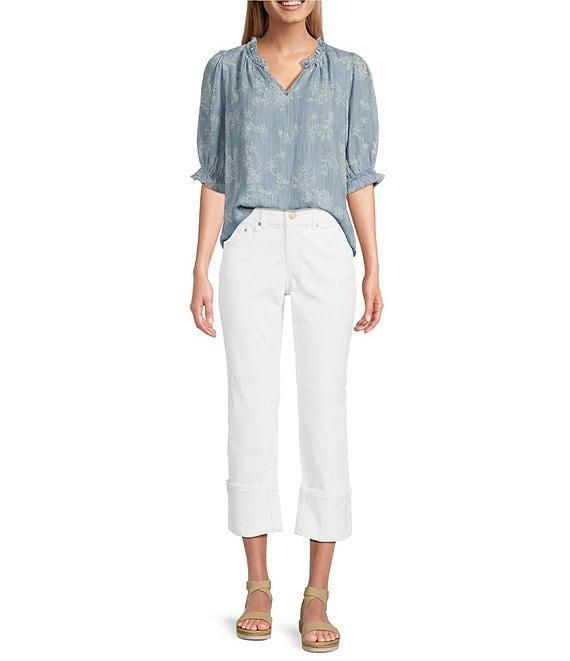 Nurture Notch Neck Short Sleeve Ruffled Top Product Image