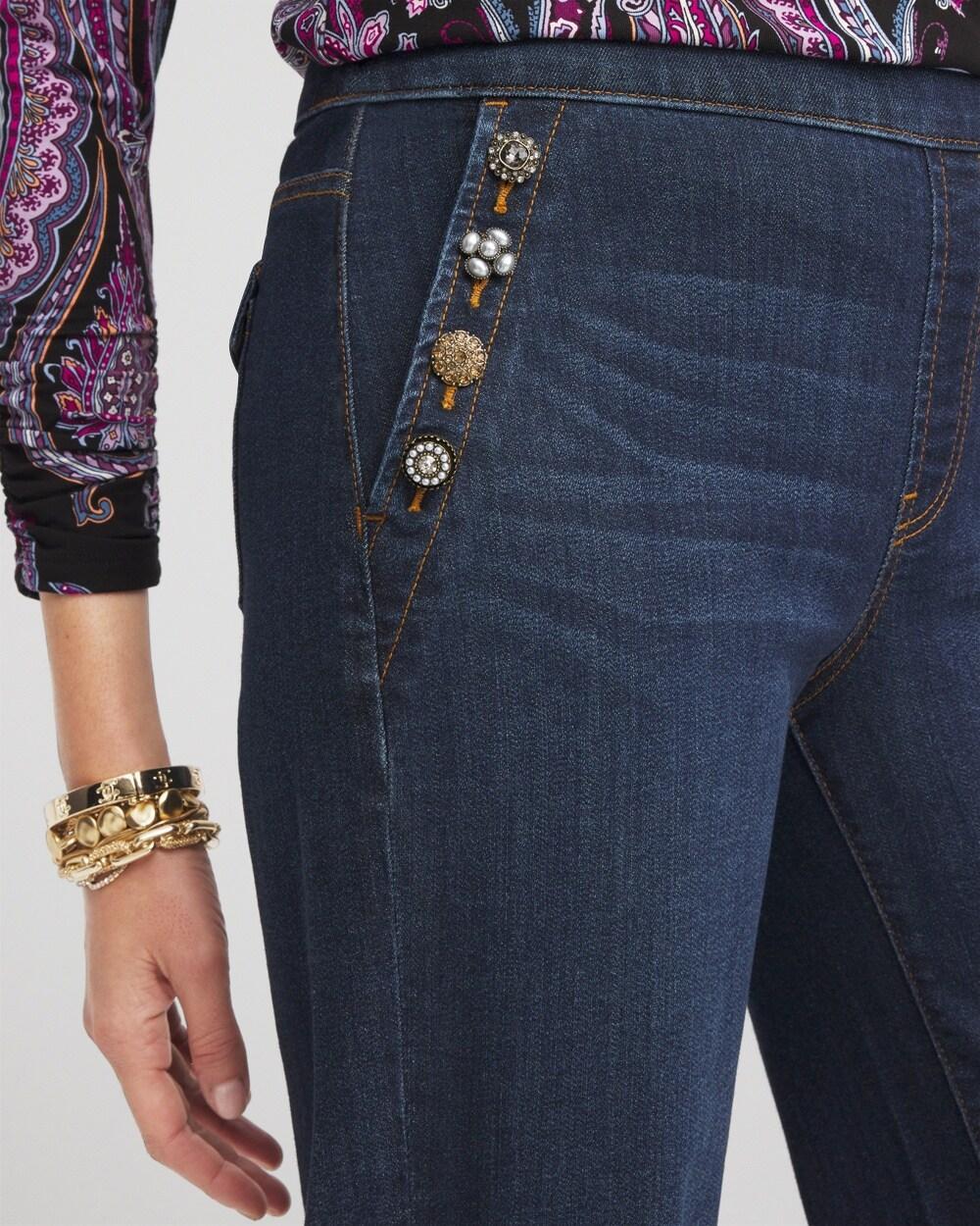 Embellished Wide Leg Pull On Jeans Product Image