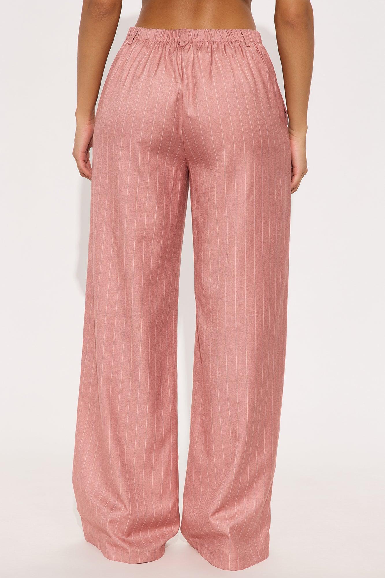 Yessica Pinstripe Wide Leg Trouser - Mauve Product Image
