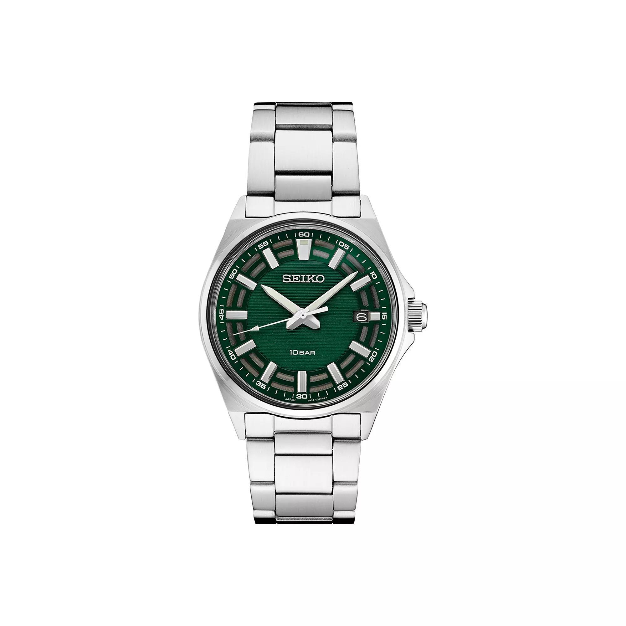 Seiko Essentials Mens Stainless Steel Bracelet Watch Green Product Image