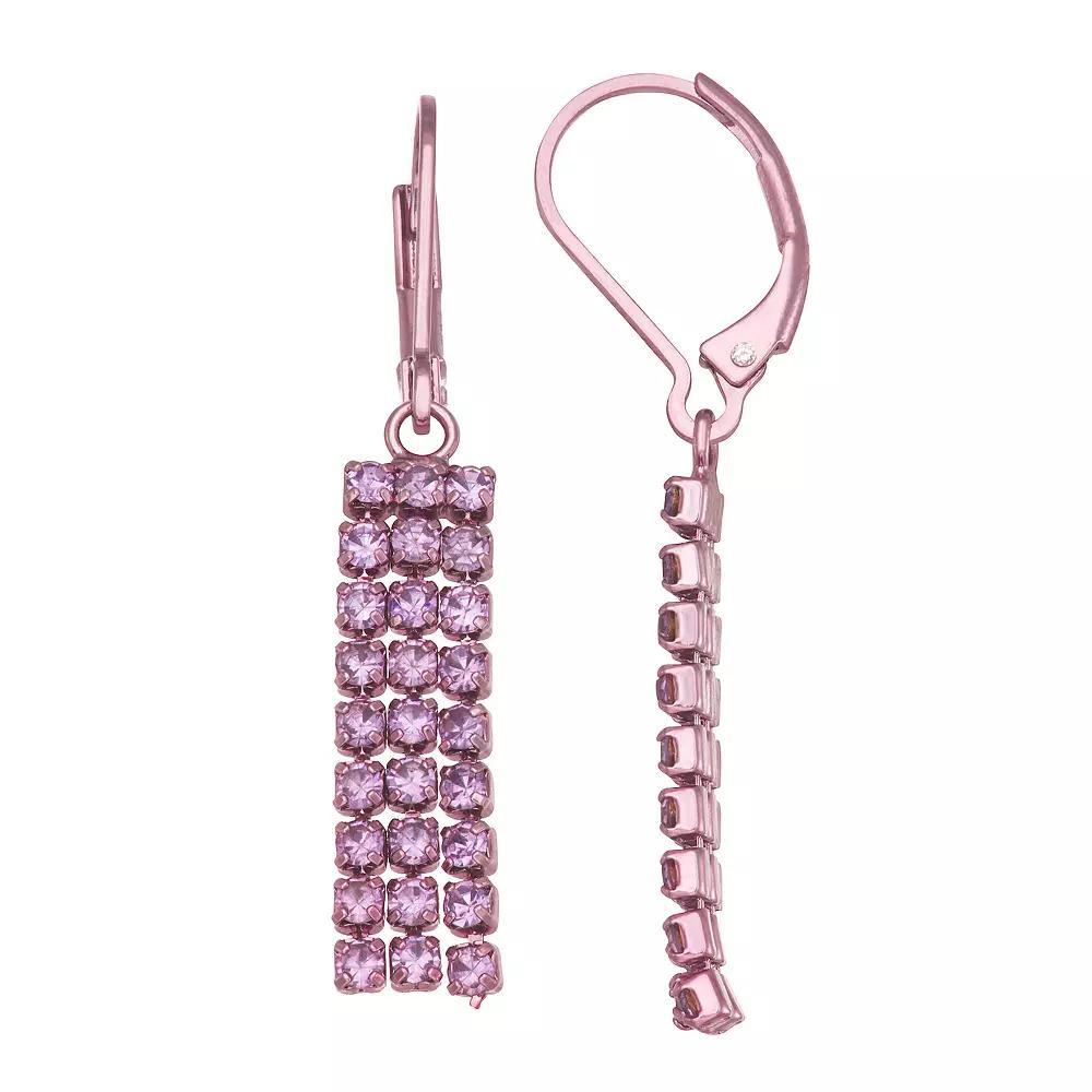 Simply Vera Vera Wang Gold Tone Crystal Fringe Drop Earrings, Womens, Purple Product Image