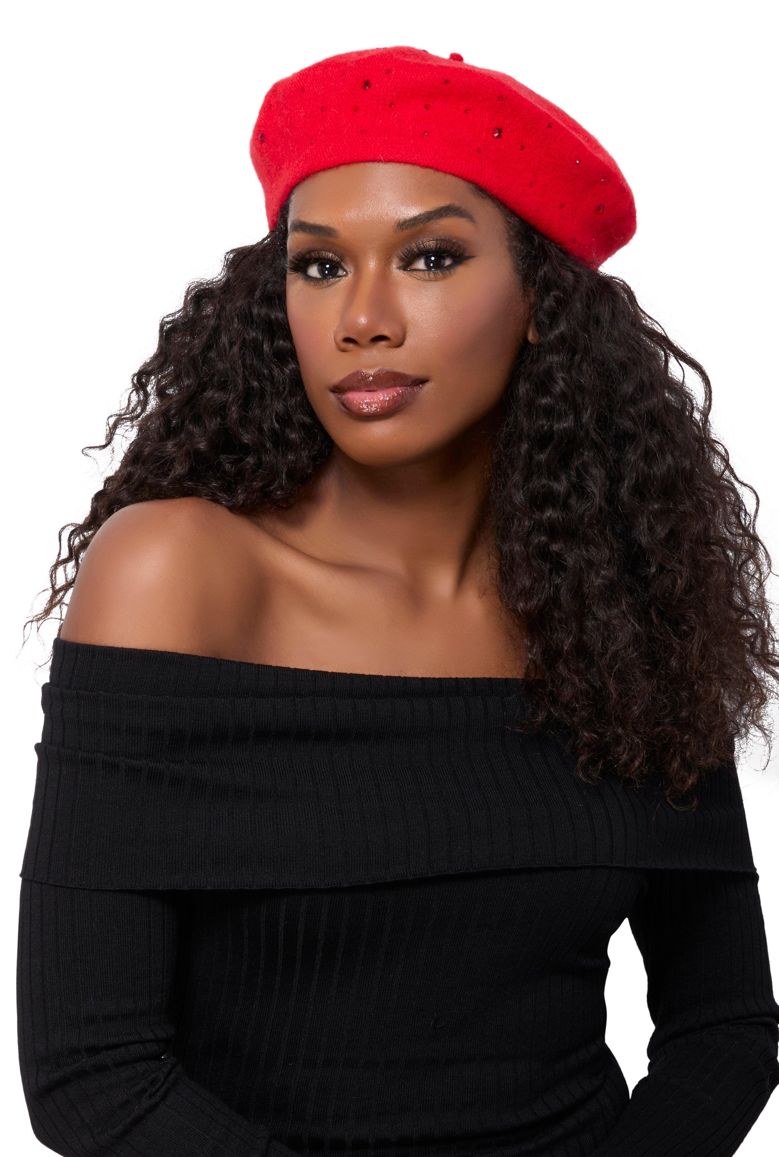 Rhinestone French Beret Female Product Image