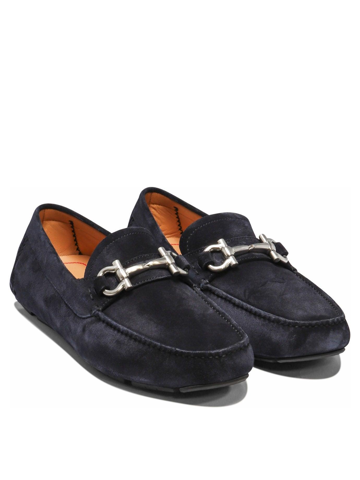 FERRAGAMO Parigi Suede Driver In Blue Product Image