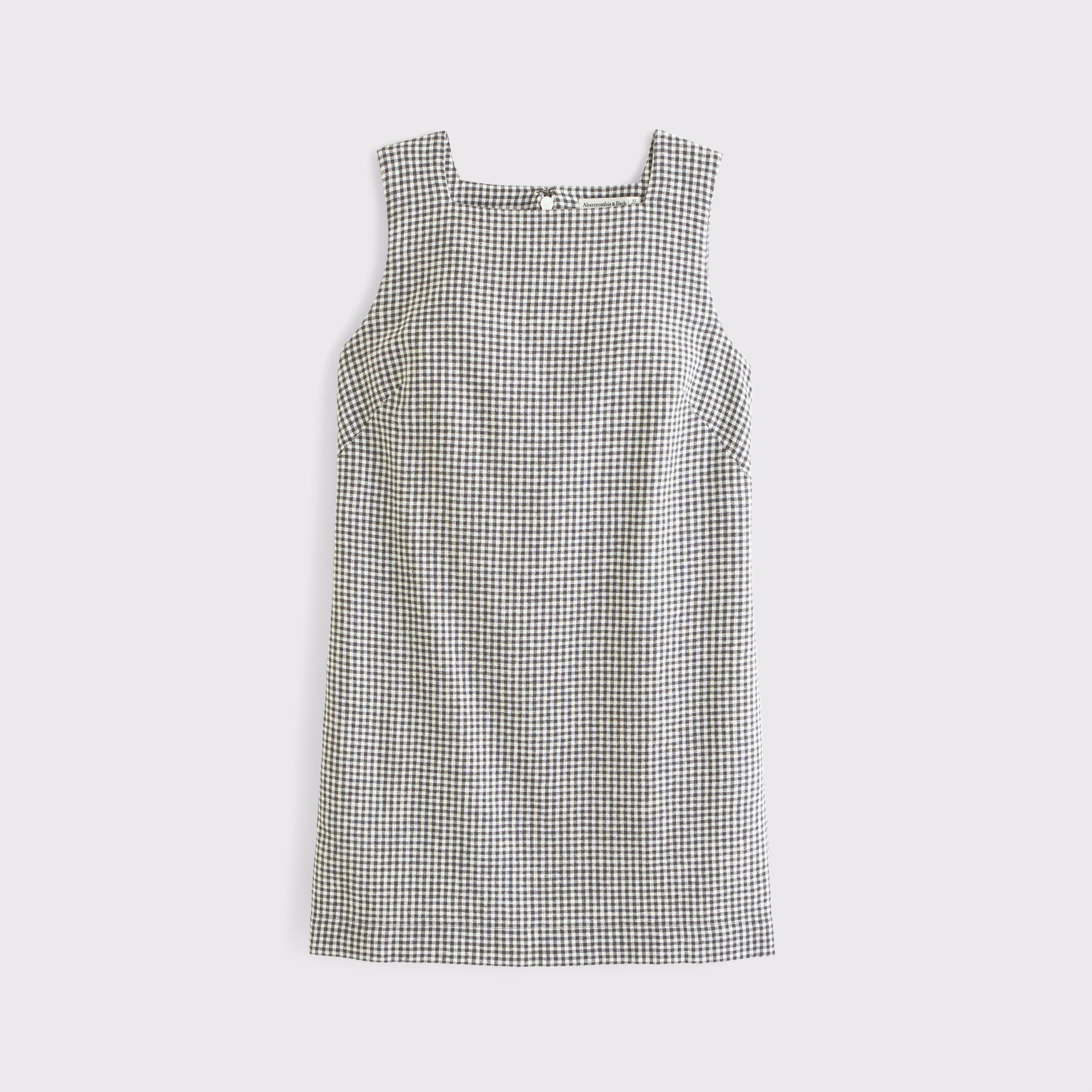 High-Neck Linen-Blend Mini Dress Product Image