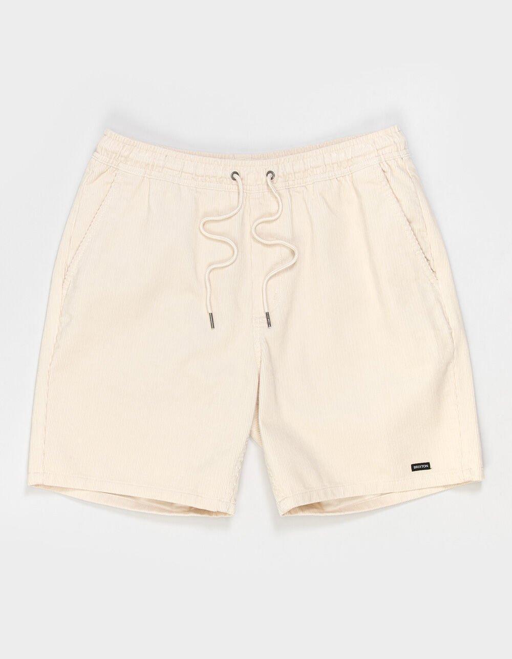 BRIXTON Leon Mens Elastic Waist Corduroy Shorts - CREAM Product Image