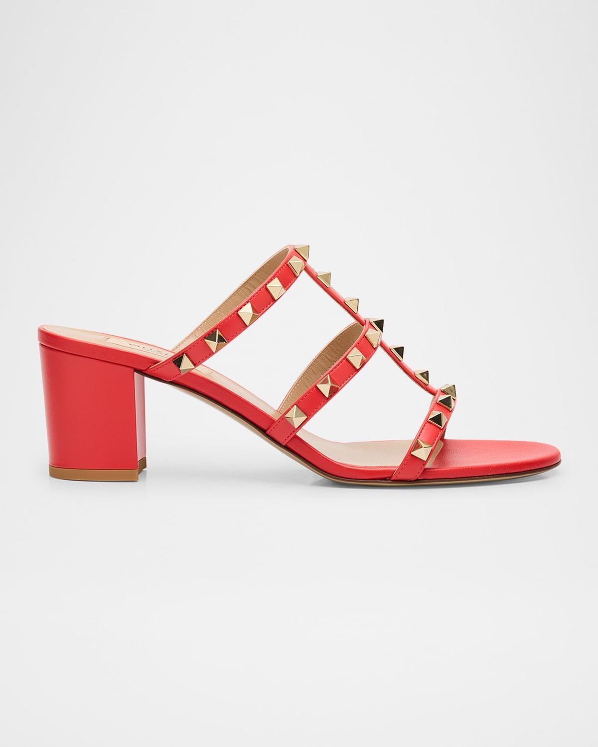 Valentino Garavani Womens Rockstud Block Heel Slide Sandals Product Image