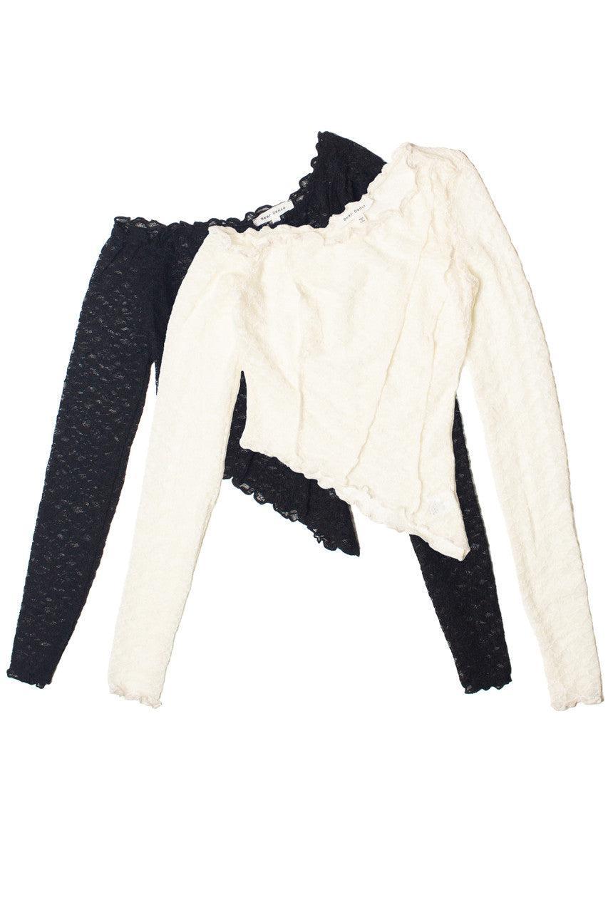Long Sleeve Asymmetrical Lace Top Product Image