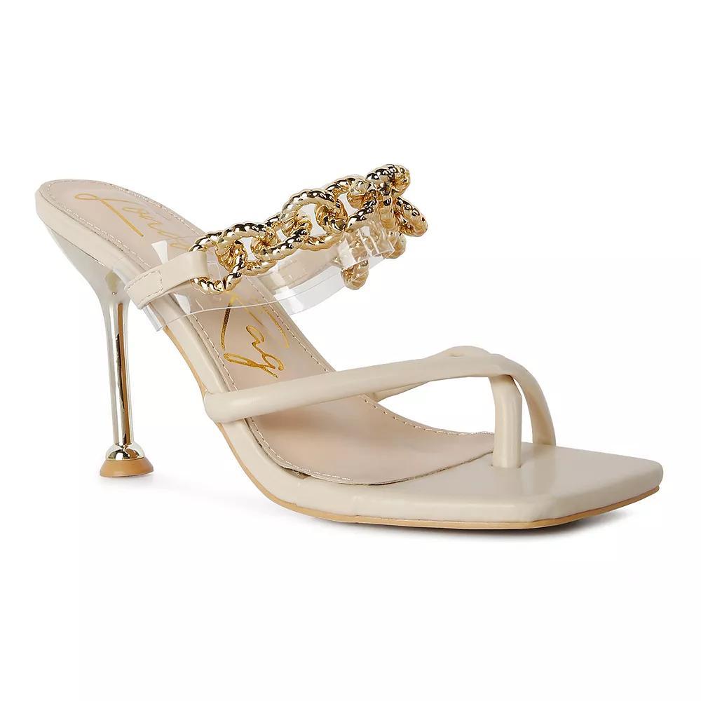 London Rag Social Bee Women's Chain-Link Strap Dress Sandals, Size: 8, Latte Product Image