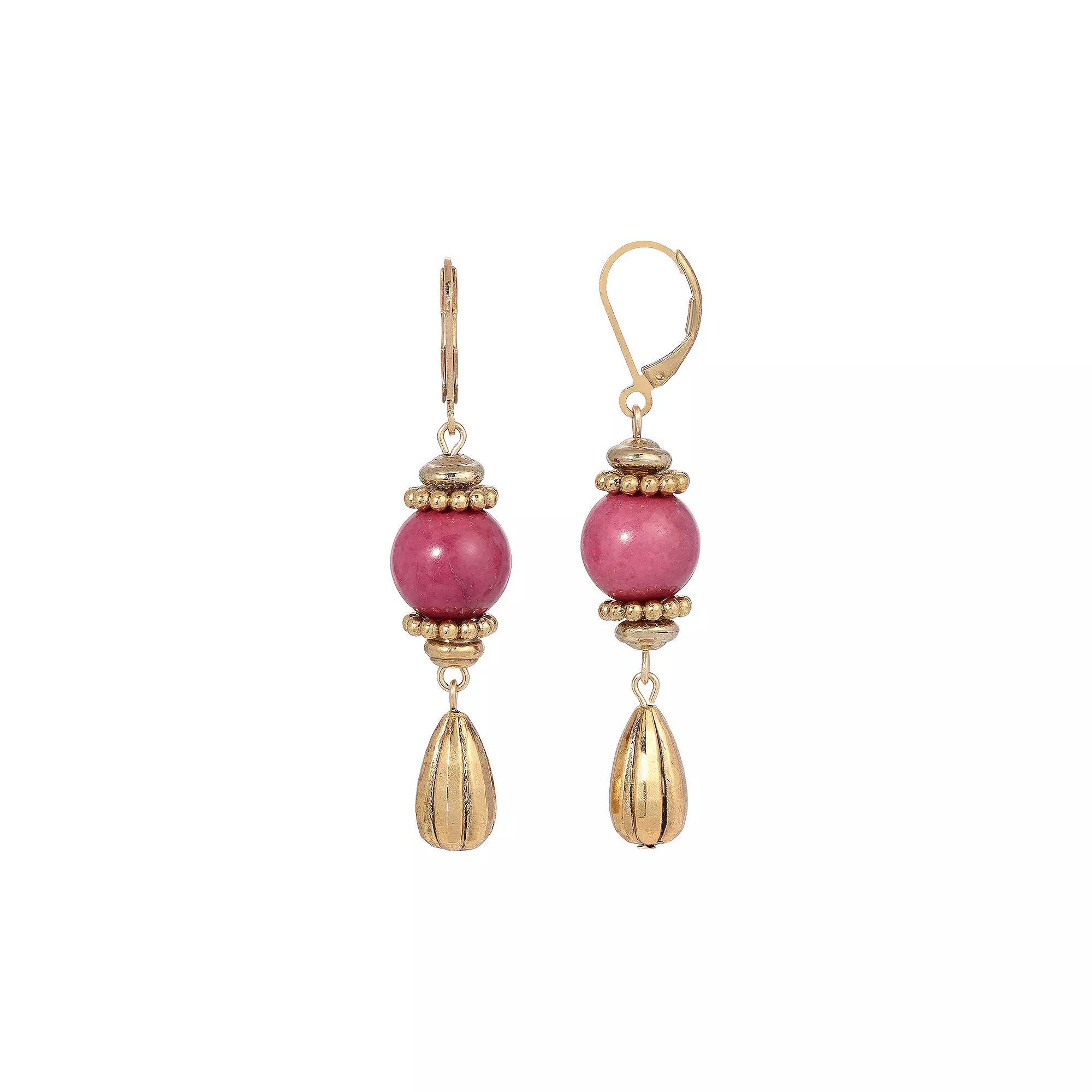 1928 Gold-Tone Semi-Precious Drop Earrings, Womens, Yellow Product Image