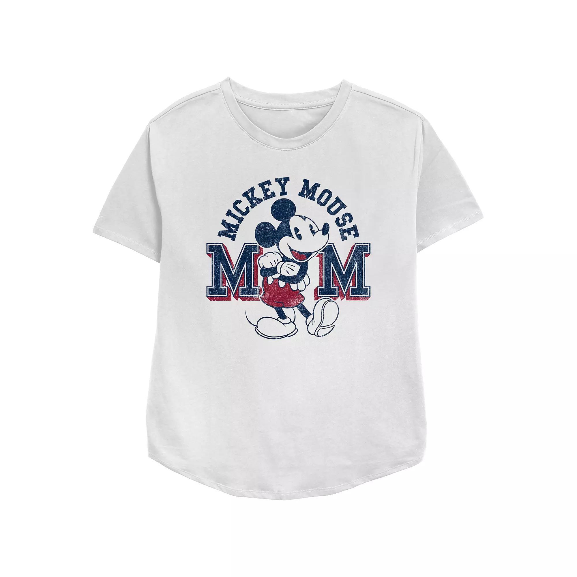 Disney's Mickey Mouse Mom Relaxed Fit Women's Graphic Tee, Size: Large, White Product Image
