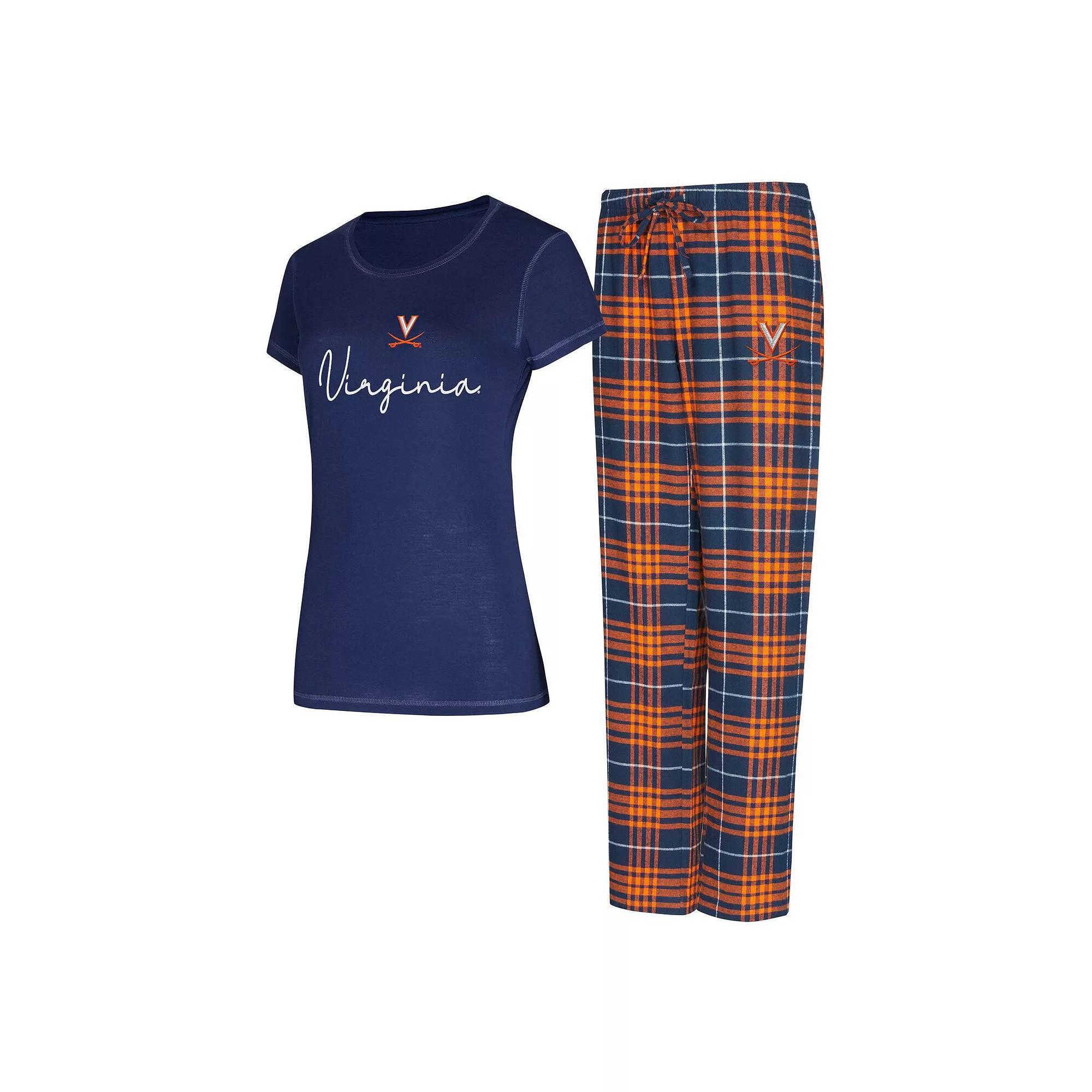Womens Concepts Sport Virginia Cavaliers Vector T-Shirt & Flannel Pants Sleep Set Blue Product Image