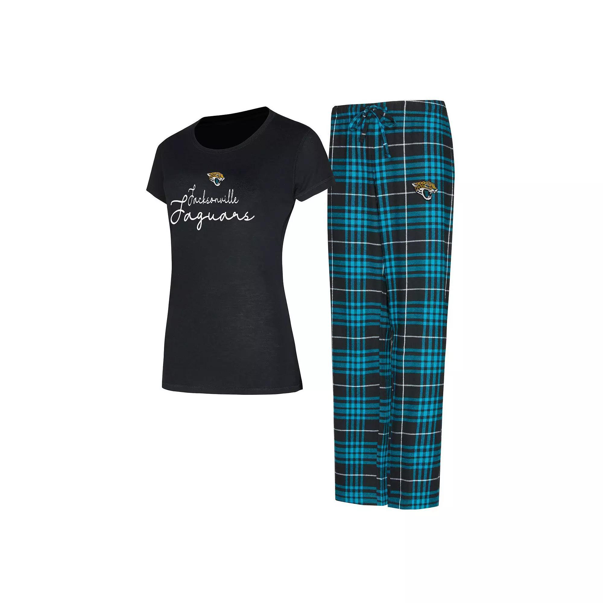 Women's Concepts Sport Jacksonville Jaguars Vector T-Shirt & Flannel Pants Sleep Set, Size: Large, Black Product Image