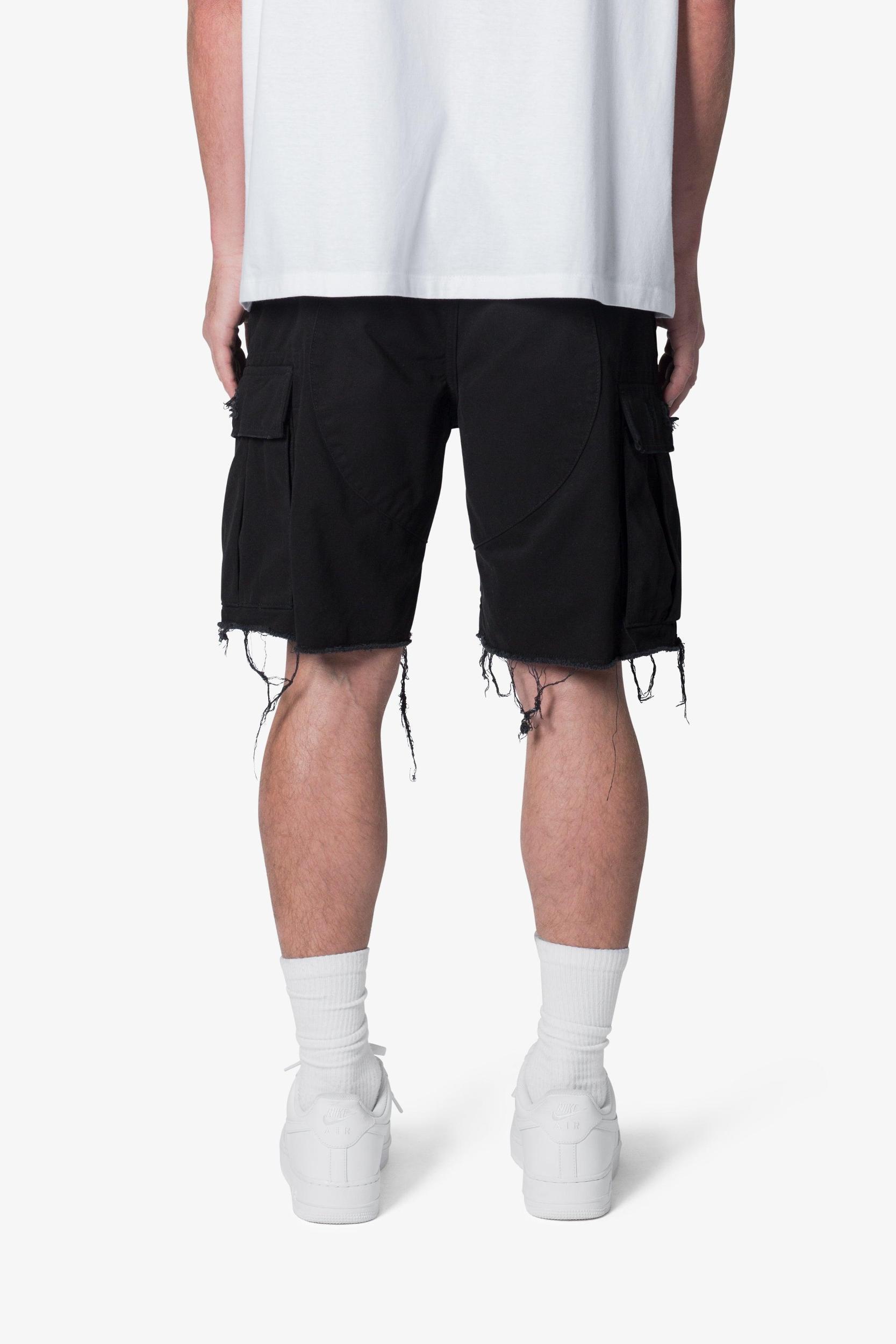 Distressed Cargo Shorts - Washed Black Product Image