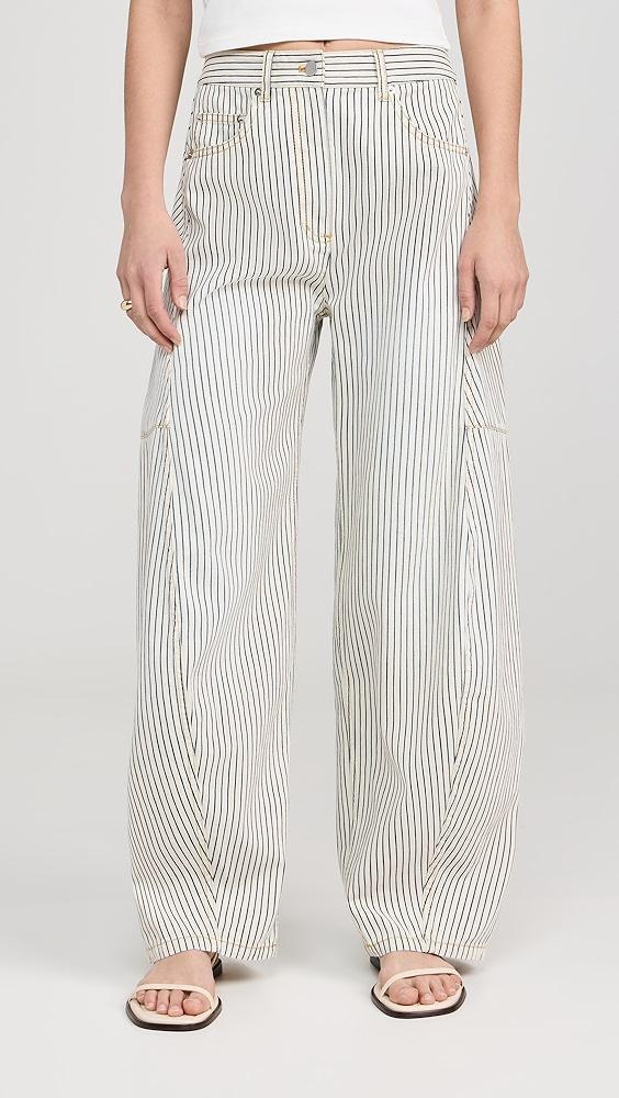 Tibi Stone Washed Striped Denim Sid Jeans | Shopbop Product Image
