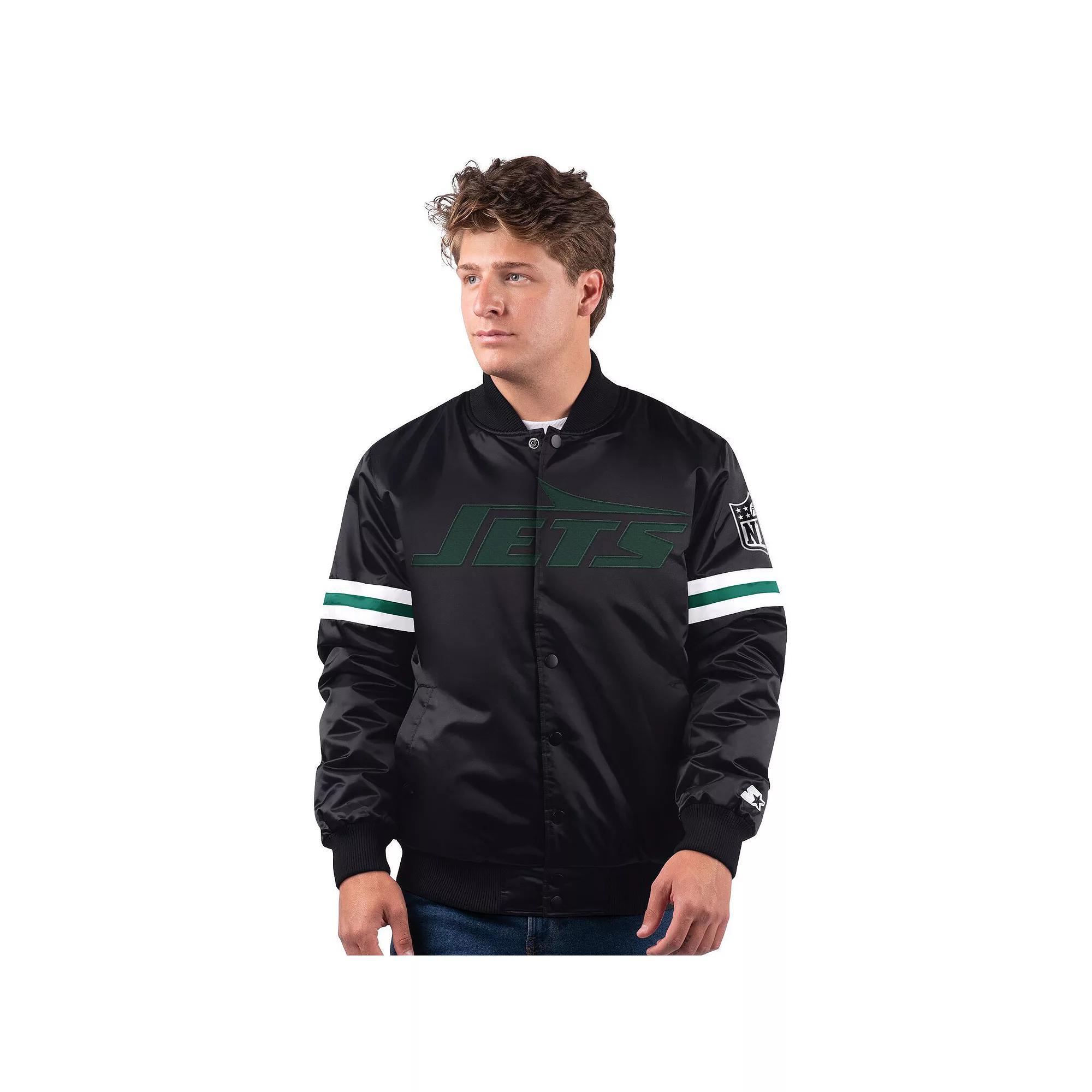 Men's Starter Black New York Jets New Logo Full-Snap Jacket, Size: Large Product Image