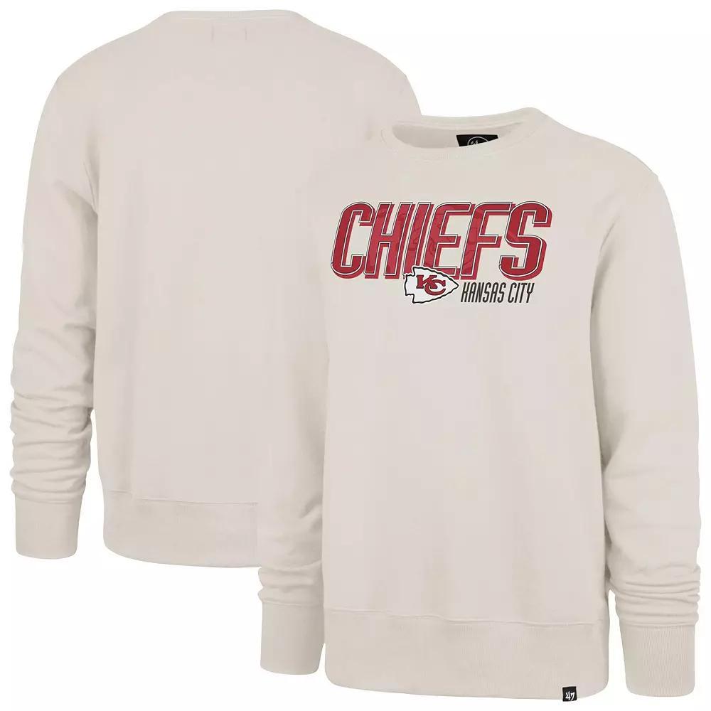 Men's '47 Cream Kansas City Chiefs Locked In Headline Pullover Crewneck, Size: Large, Beige Product Image