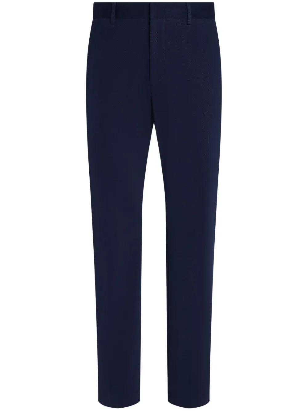 ZEGNA Men's Cashco Flat-front Trousers In Blue Product Image