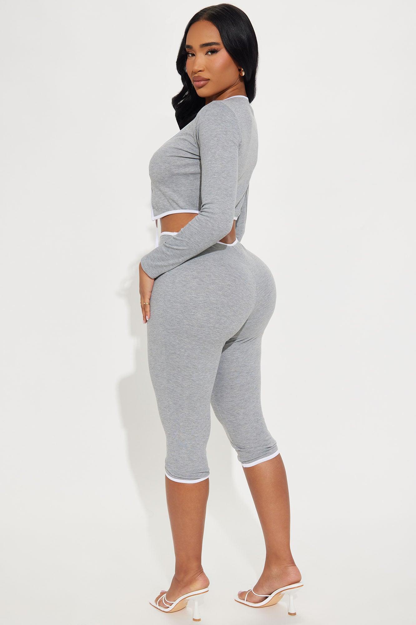 Camille Capri Pant Set - Heather Grey Product Image