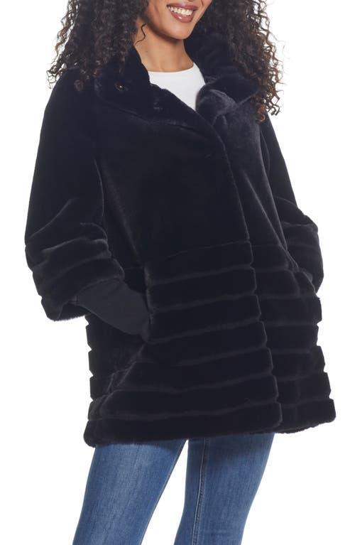 Women's Gallery Oversize-Collar Faux-Fur Coat, Size: Medium, Black Product Image