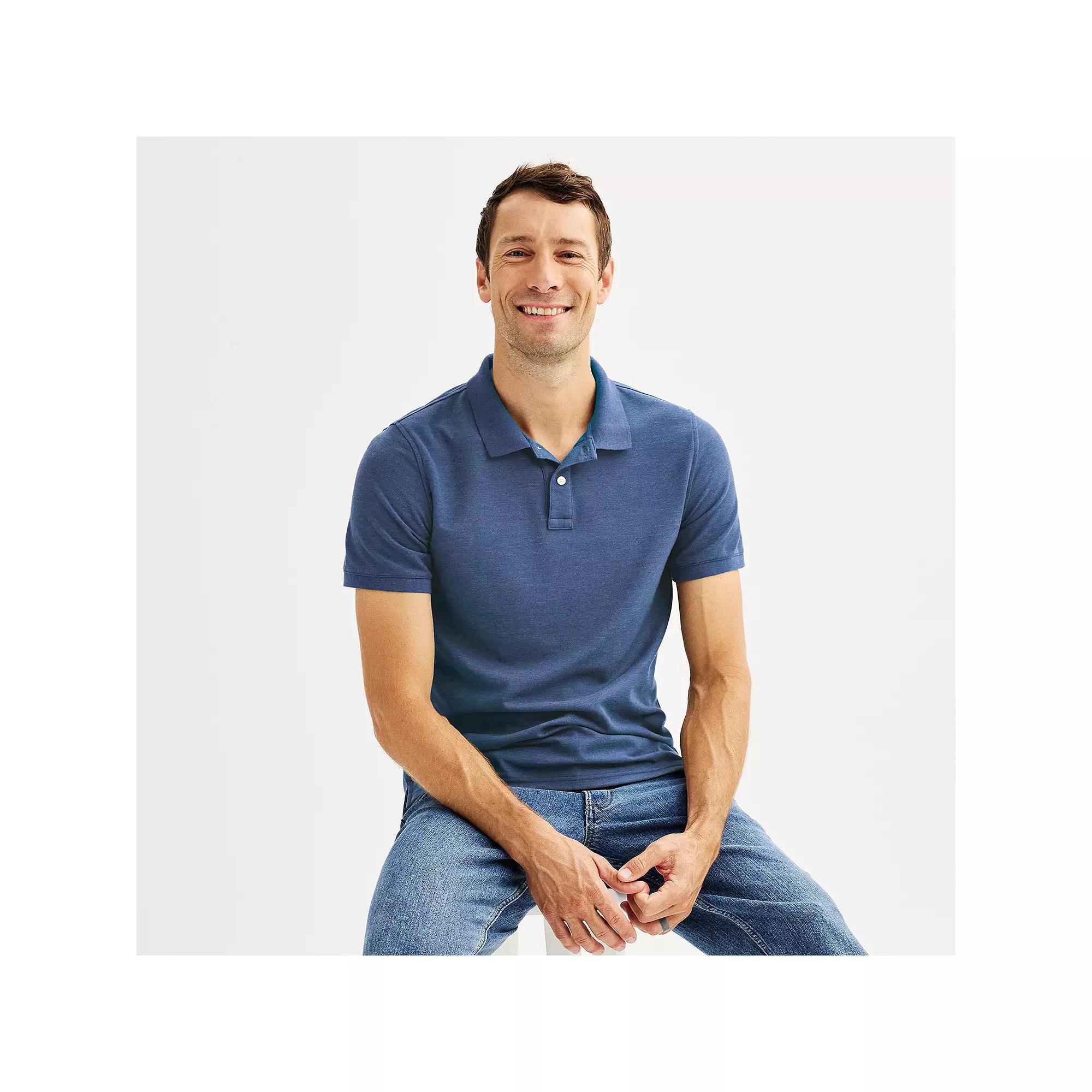 Men's Adaptive Sonoma Goods For Life® Easy Dressing Pique Polo, Size: XXL, Scott Blue Product Image