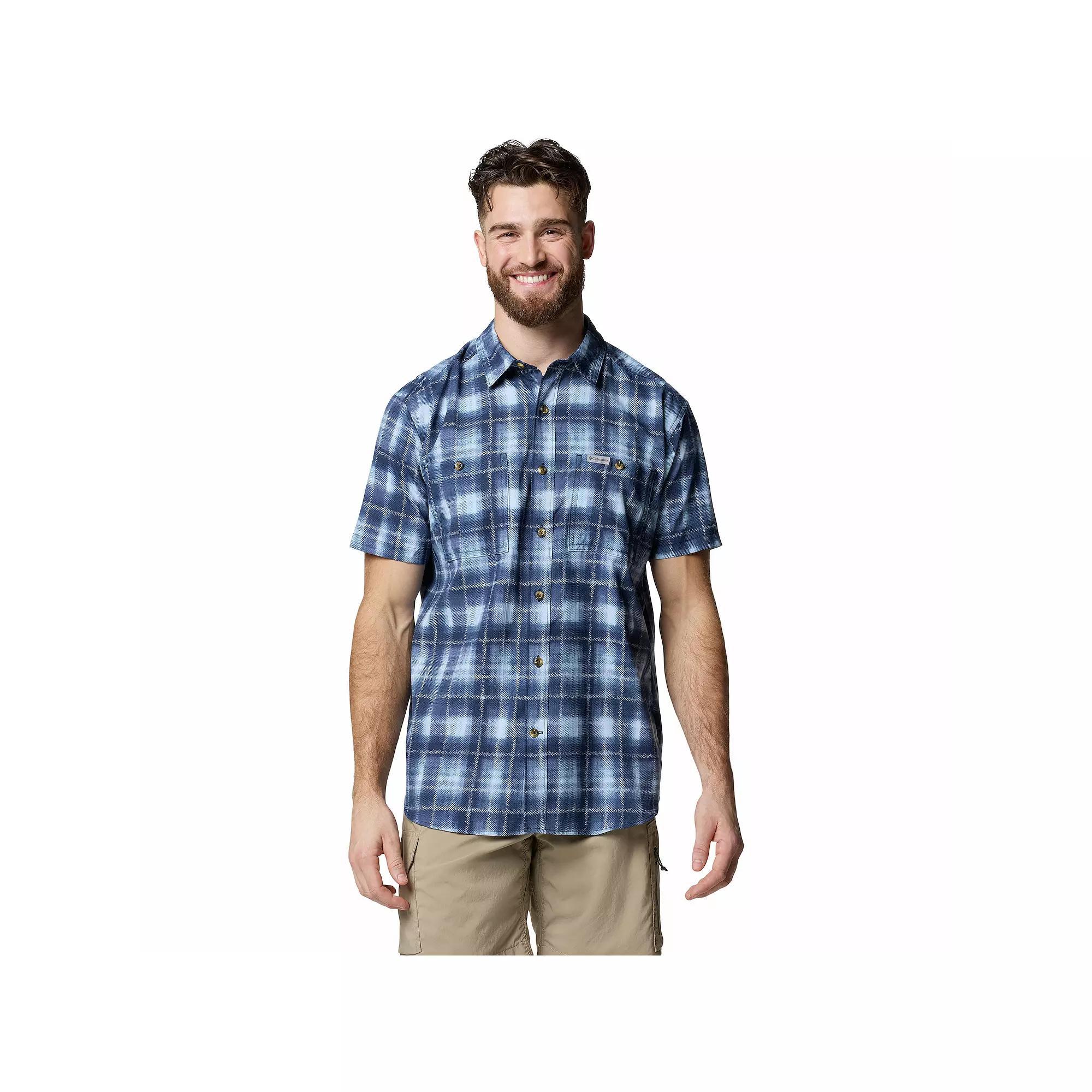 Men's Columbia UPF 40 Utilizer Printed Short Sleeve Button-Down Shirt, Size: XXL, Brown Yarrow Mirage Product Image