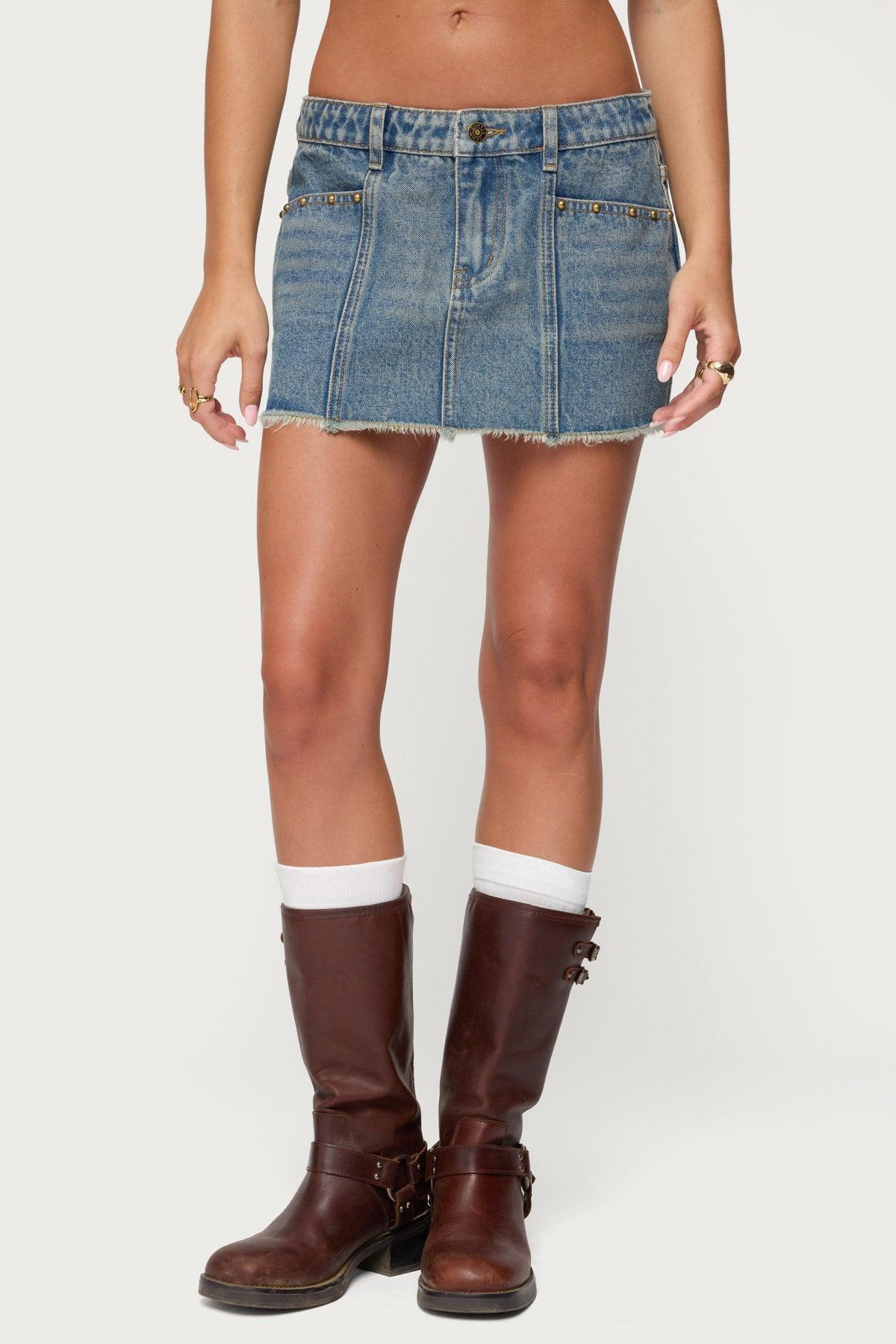 Keiko Studded Denim Mini Skirt Product Image