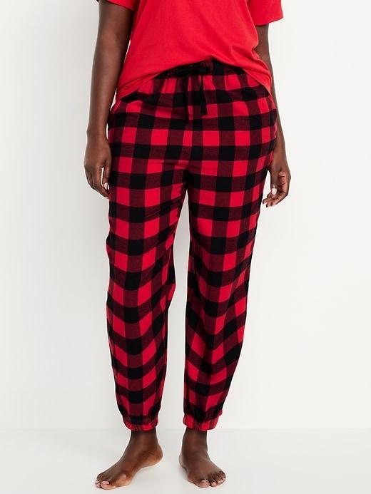 High-Waisted Flannel Pajama Joggers for Women Product Image